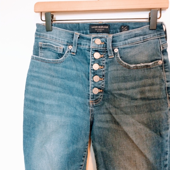 Lucky brand ankle length skinny jeans, high waisted with button up front size 8 - Picture 3 of 5